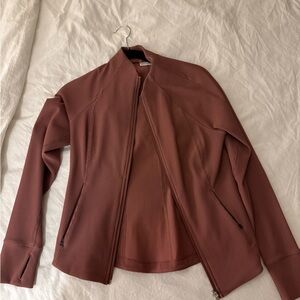Athleta Ribbed Full-Zip Bomber Jacket - Mauve